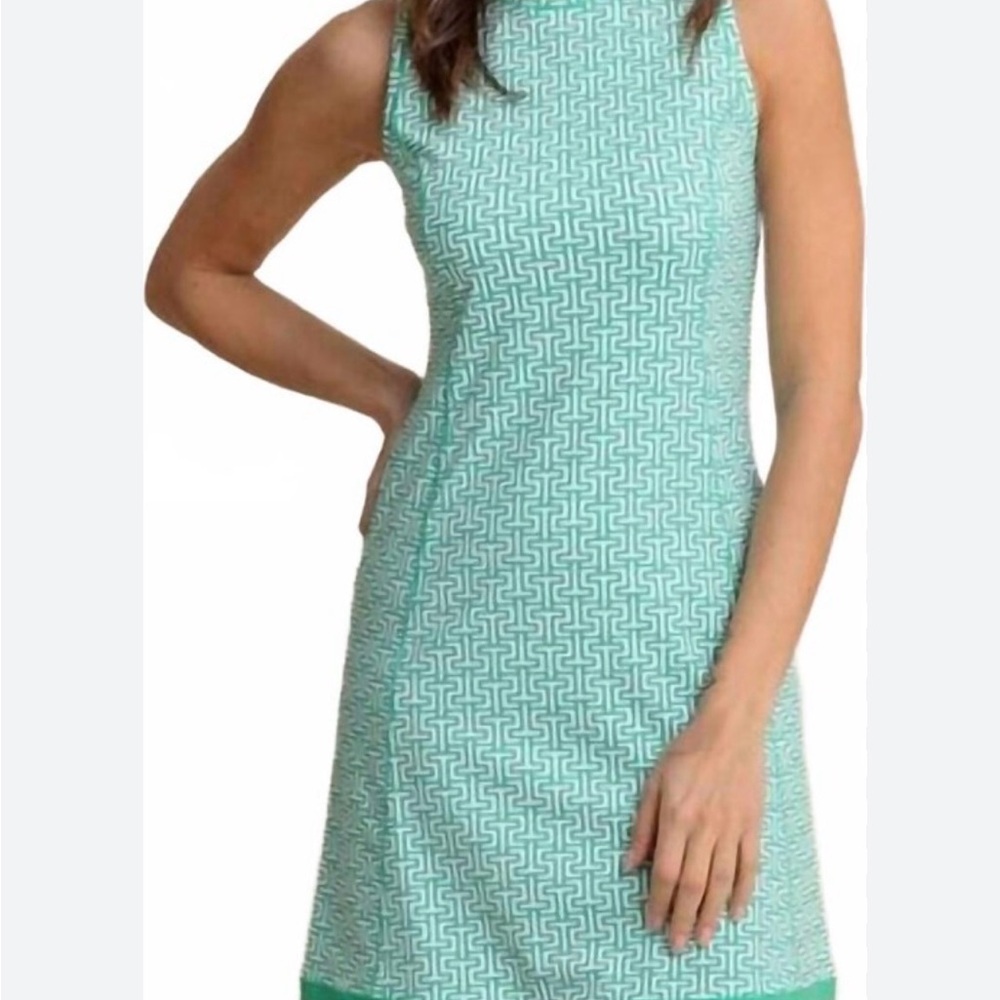 Southern Tide Green Geometric Mini Dress